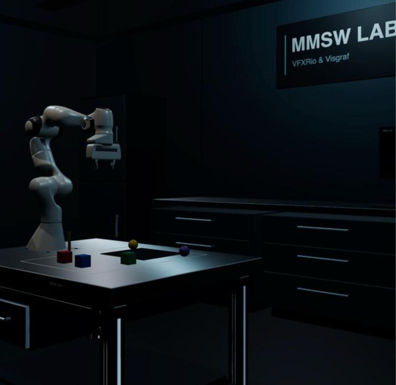 Ambiente de apresentação MMSW LAB 1, com a identificação VFXRio & Visgraf. Ambiente de apresentação MMSW LAB 1, com a identificação VFXRio & Visgraf.