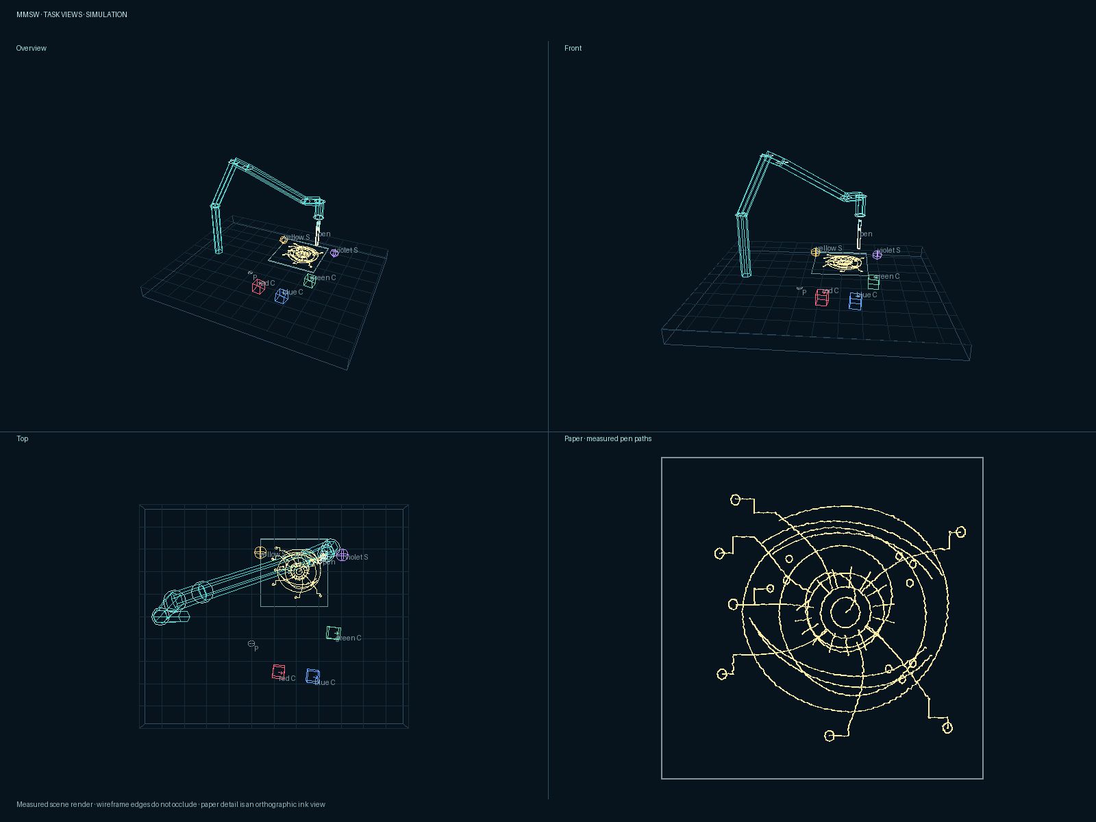 Aurora Circuit — different views of the simulated robotic environment